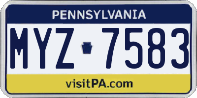 PA license plate MYZ7583