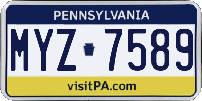 PA license plate MYZ7589
