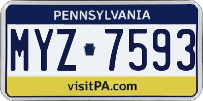 PA license plate MYZ7593