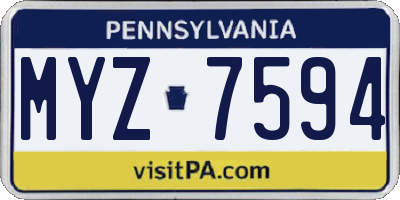 PA license plate MYZ7594