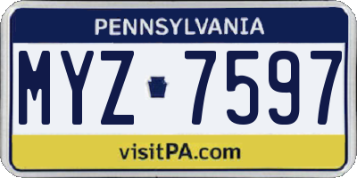 PA license plate MYZ7597