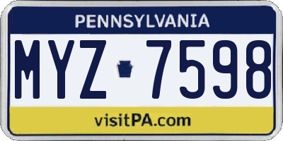 PA license plate MYZ7598