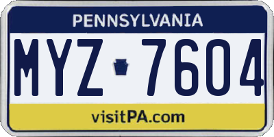 PA license plate MYZ7604
