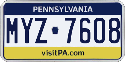 PA license plate MYZ7608