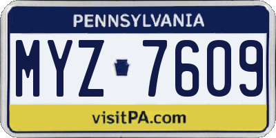 PA license plate MYZ7609