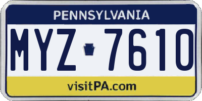 PA license plate MYZ7610