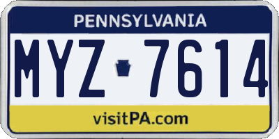 PA license plate MYZ7614