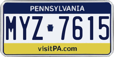 PA license plate MYZ7615