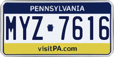 PA license plate MYZ7616