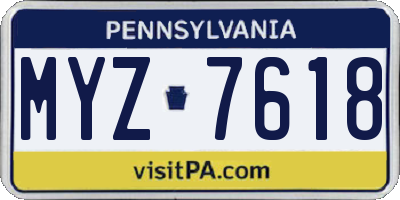 PA license plate MYZ7618