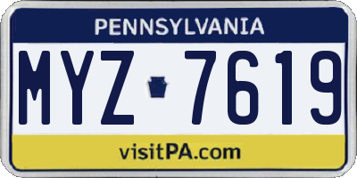 PA license plate MYZ7619