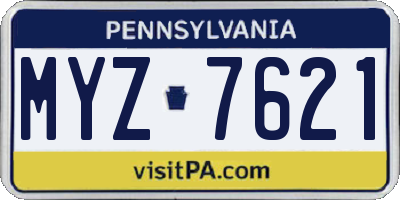 PA license plate MYZ7621