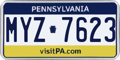 PA license plate MYZ7623