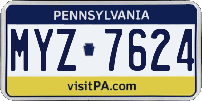 PA license plate MYZ7624