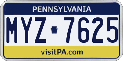 PA license plate MYZ7625