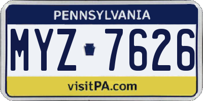 PA license plate MYZ7626