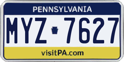 PA license plate MYZ7627