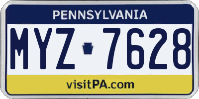 PA license plate MYZ7628