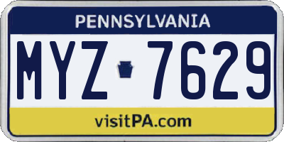 PA license plate MYZ7629