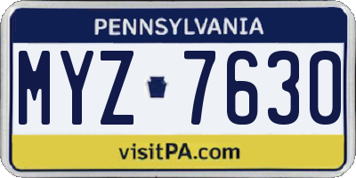 PA license plate MYZ7630