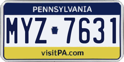 PA license plate MYZ7631
