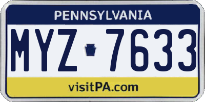 PA license plate MYZ7633
