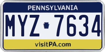 PA license plate MYZ7634