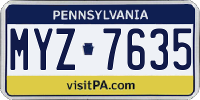 PA license plate MYZ7635