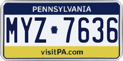PA license plate MYZ7636