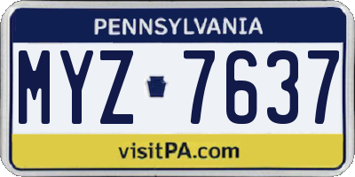 PA license plate MYZ7637