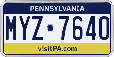 PA license plate MYZ7640