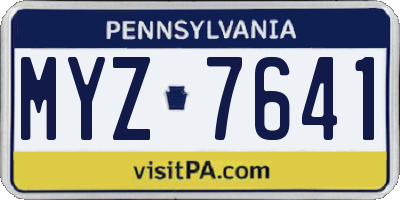 PA license plate MYZ7641