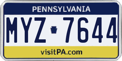 PA license plate MYZ7644