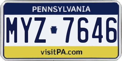 PA license plate MYZ7646