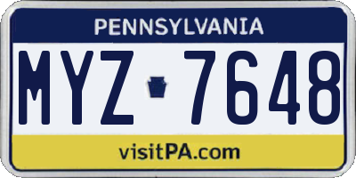 PA license plate MYZ7648