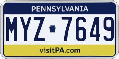 PA license plate MYZ7649