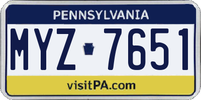 PA license plate MYZ7651