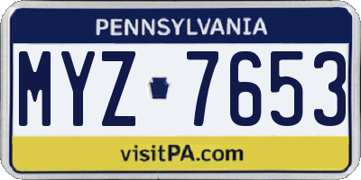 PA license plate MYZ7653