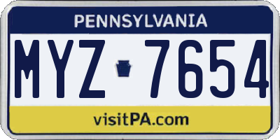 PA license plate MYZ7654