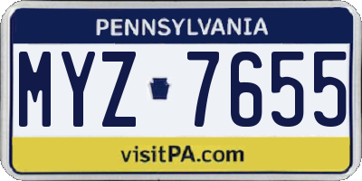 PA license plate MYZ7655