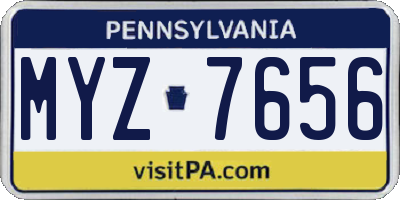 PA license plate MYZ7656