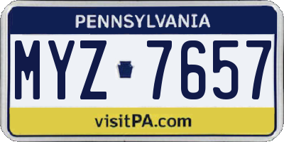PA license plate MYZ7657