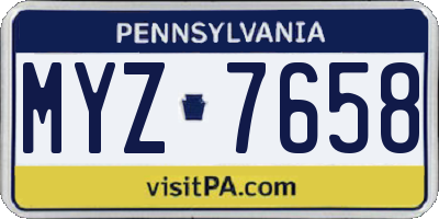 PA license plate MYZ7658