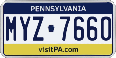PA license plate MYZ7660