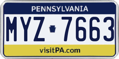 PA license plate MYZ7663