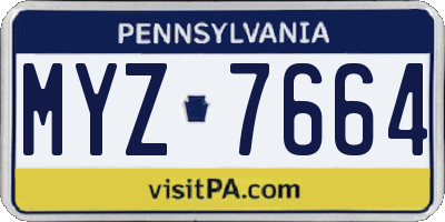 PA license plate MYZ7664