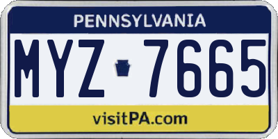 PA license plate MYZ7665
