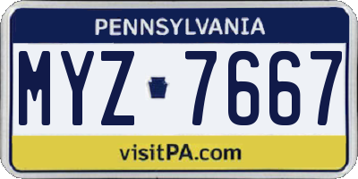 PA license plate MYZ7667