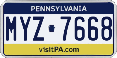 PA license plate MYZ7668