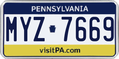 PA license plate MYZ7669